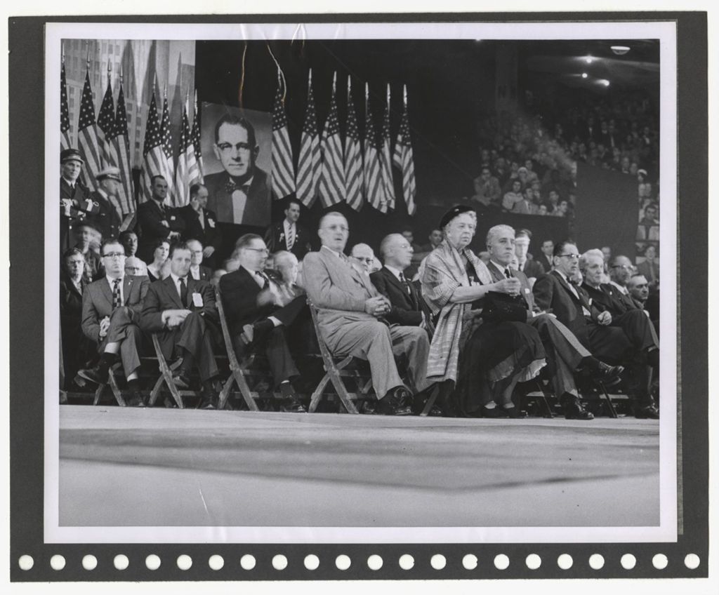 Miniature of Eleanor Roosevelt and others at rally for Adlai Stevenson