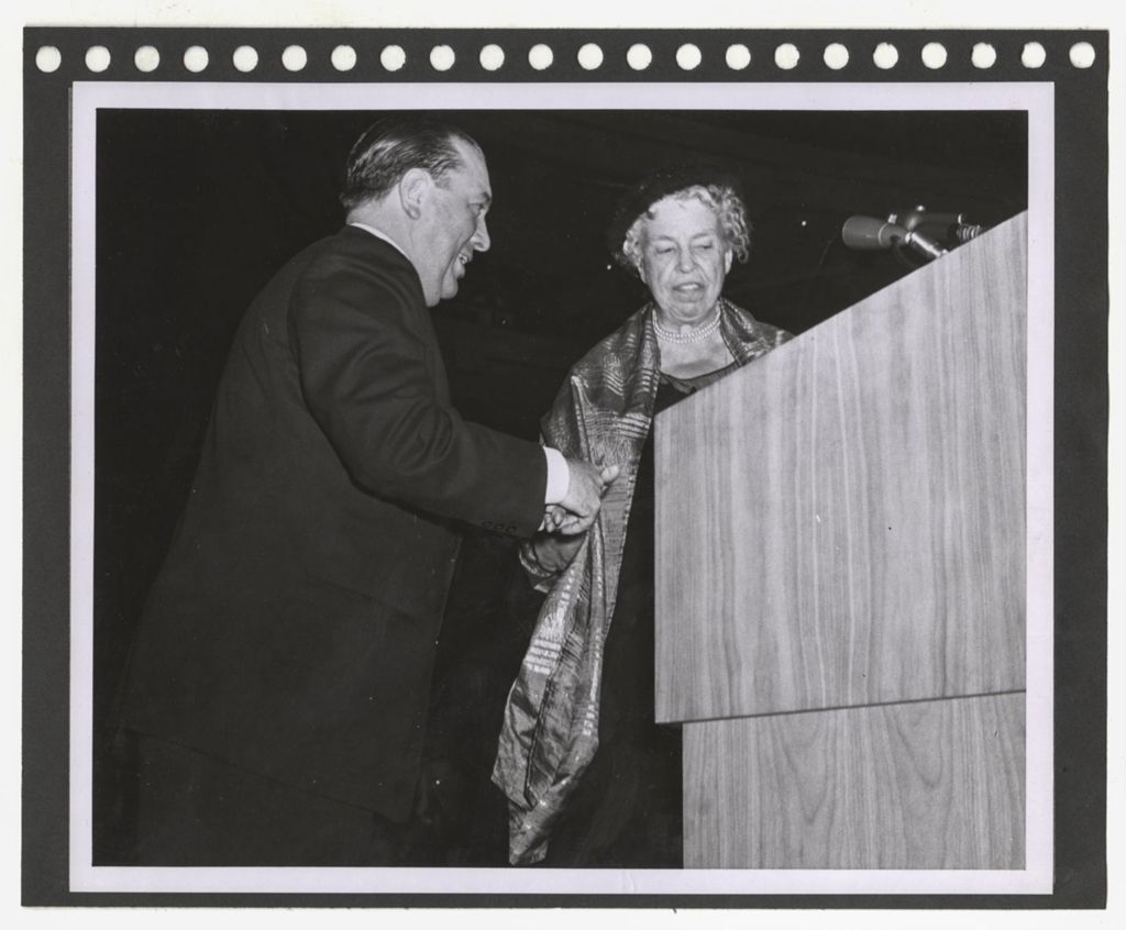 Richard J. Daley greeting Eleanor Roosevelt