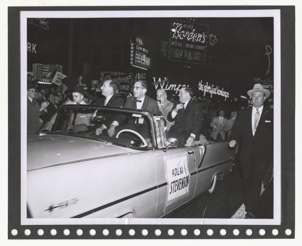 Adlai Stevenson II and Richard J. Daley in Democratic party campaign parade