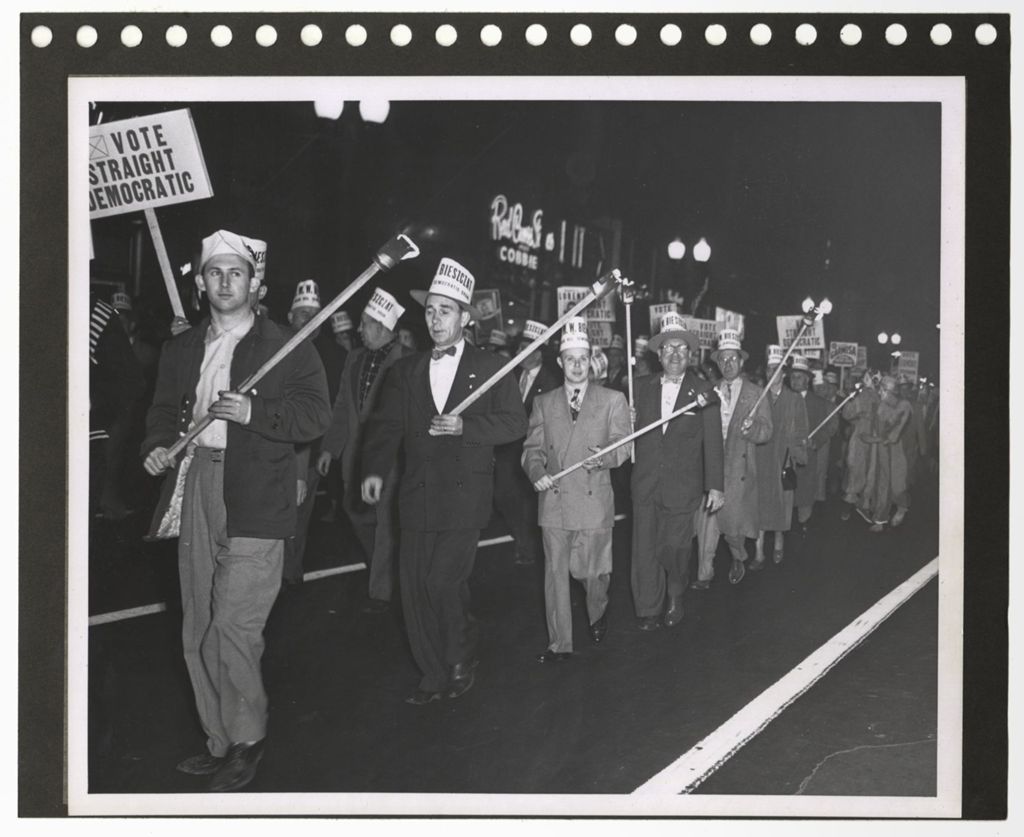 Democratic party campaign parade participants