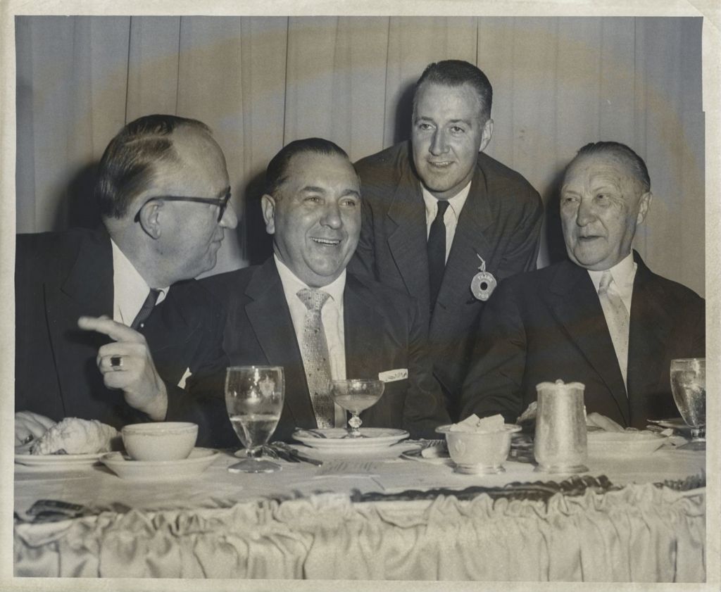 Miniature of Richard J. Daley with German Chancellor Konrad Adenauer and others