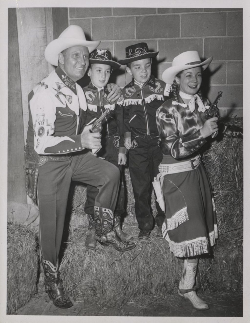 Miniature of Youngsters William and John Daley with Gene Autry and Dale Evans