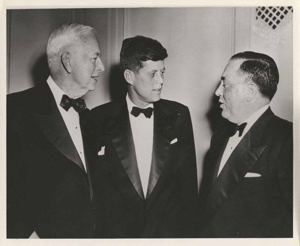 Miniature of Martin Kennelly, John F. Kennedy, Richard J. Daley at a Democratic Party fundraiser