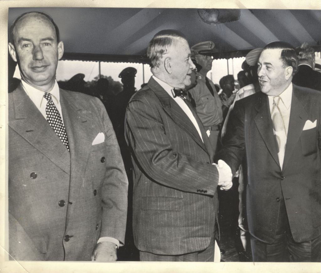 Miniature of Alben Barkley shaking hands with Richard J. Daley