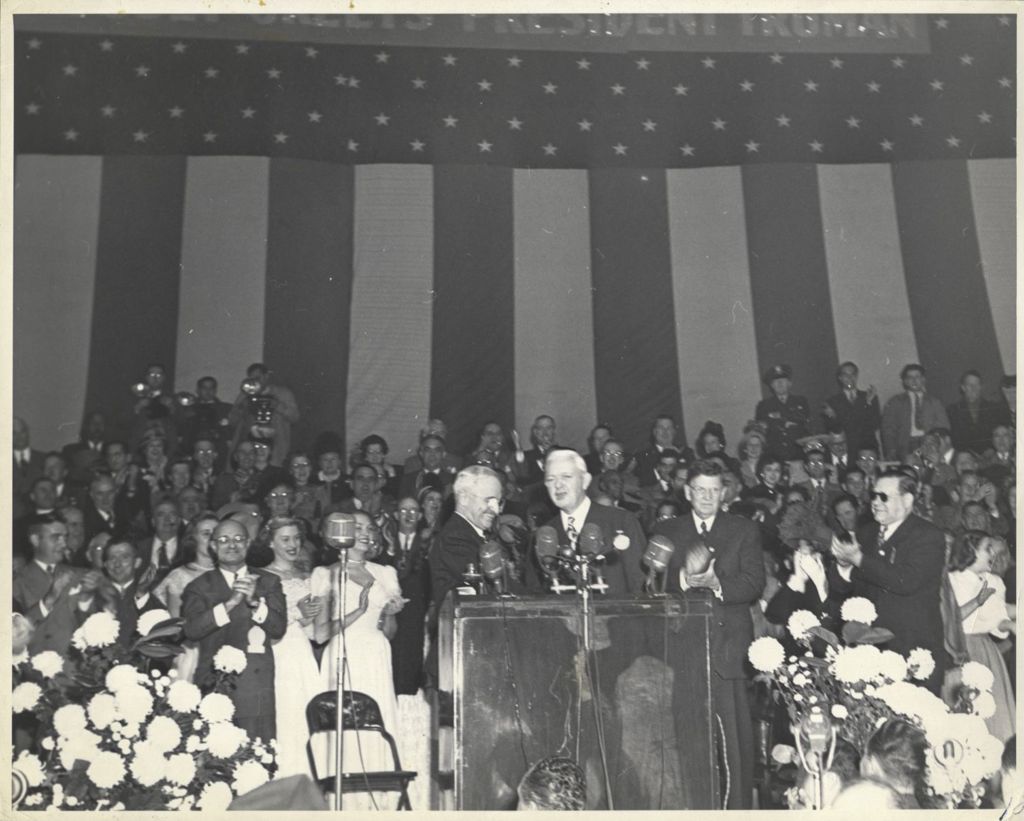Miniature of Harry Truman at a campaign event