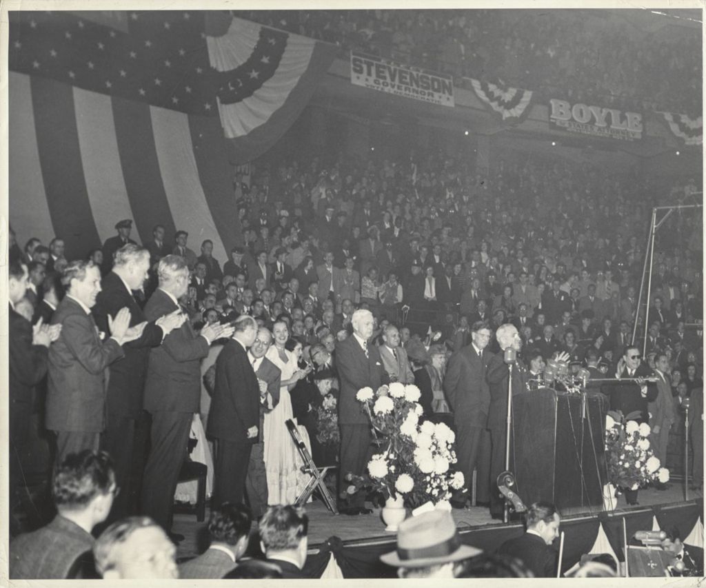 Miniature of Harry Truman at a campaign event