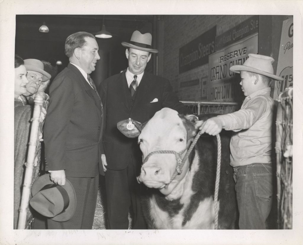 Richard J. Daley and Adlai Stevenson II at a cattle Stock Show