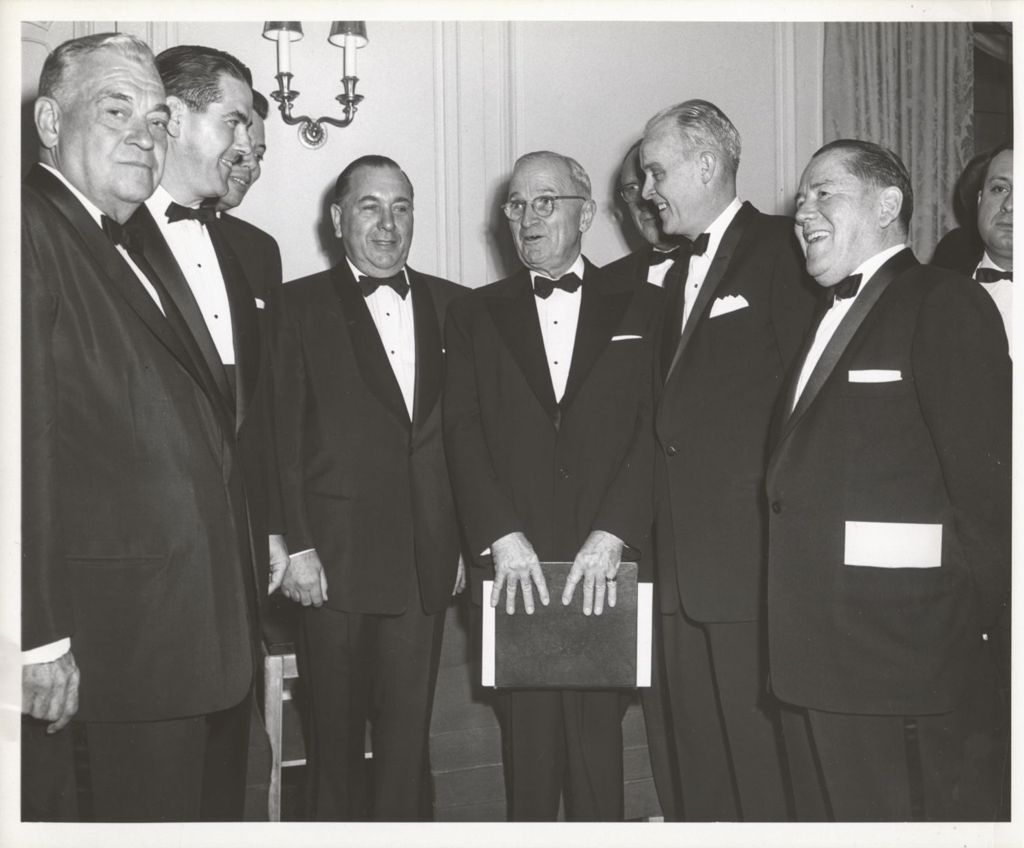 Miniature of Harry S. Truman meets Chicago politicians