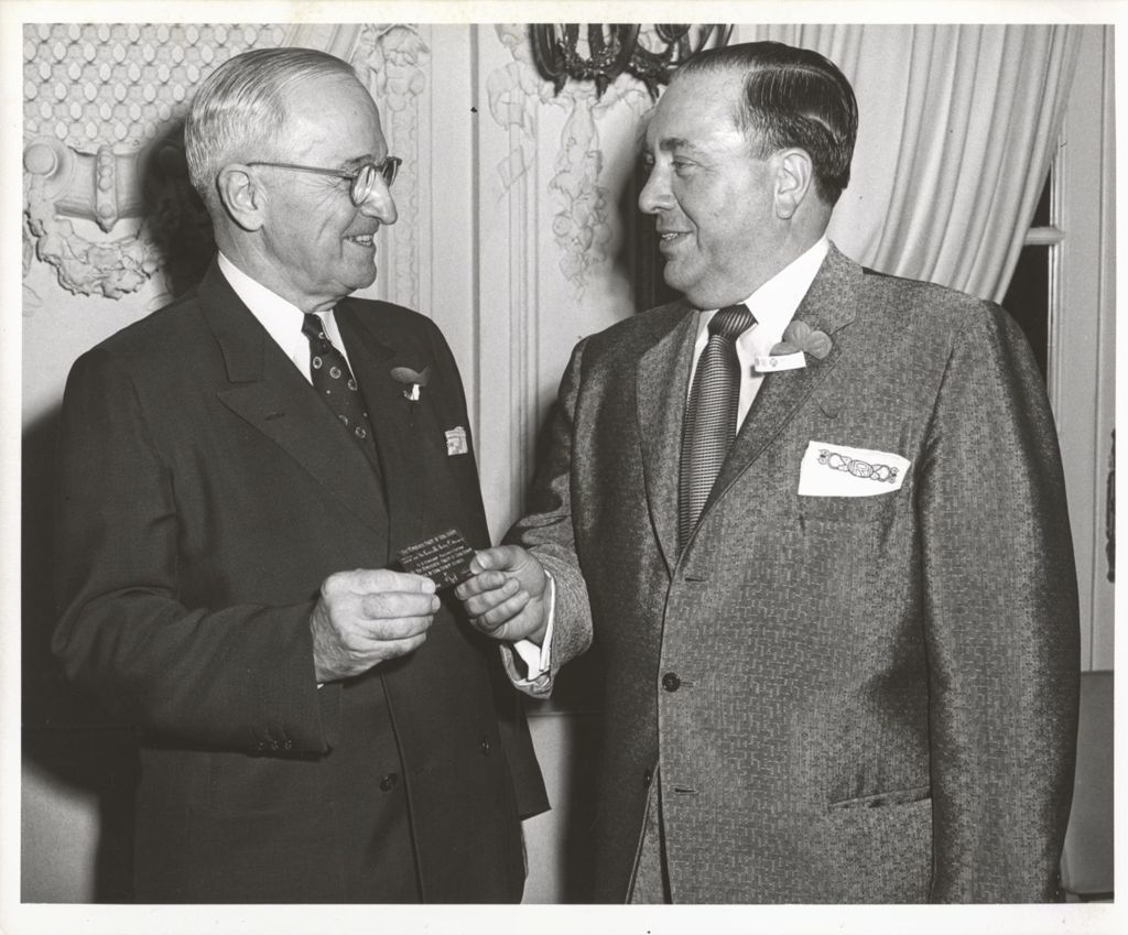 Harry S. Truman and Richard J. Daley standing together