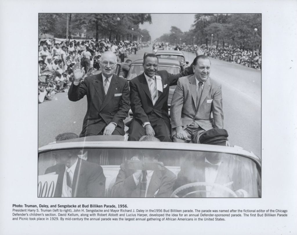 Harry S. Truman, John H. Sengstacke, and Richard J. Daley in the Bud Billiken Parade