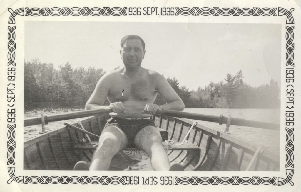 Richard J. Daley rowing a boat