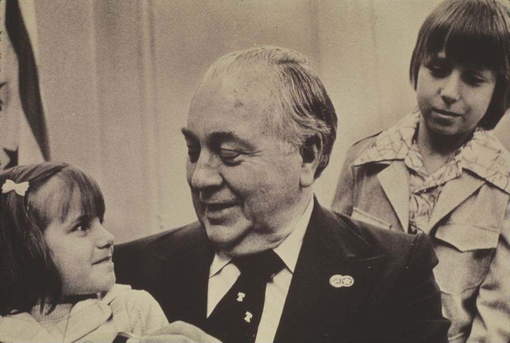 Miniature of Richard J. Daley with children
