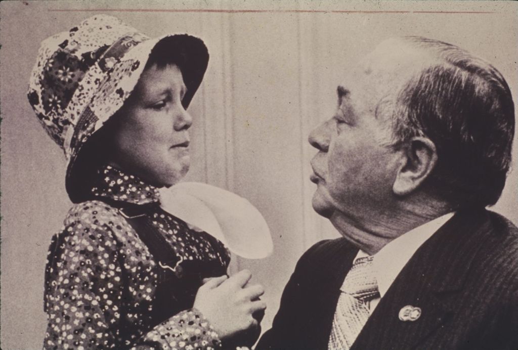 Miniature of American Cancer Society representative with Richard J. Daley