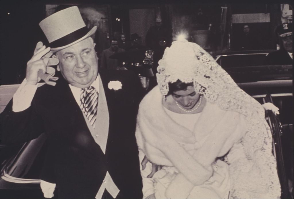 Miniature of Richard J. Daley escorts his daughter Mary Carol at her wedding