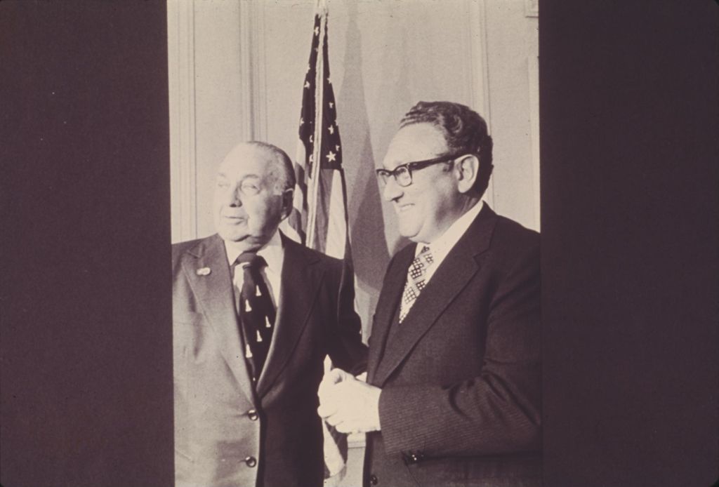 Miniature of Richard J. Daley and Henry Kissinger