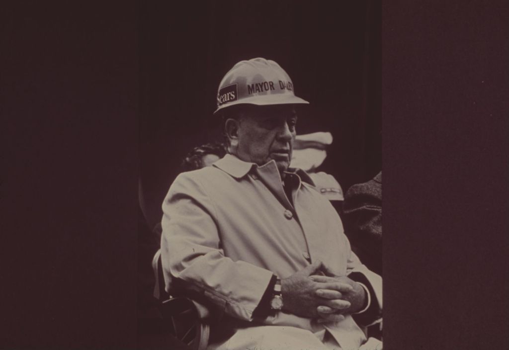 Richard J. Daley in hard hat at Sears Tower dedication