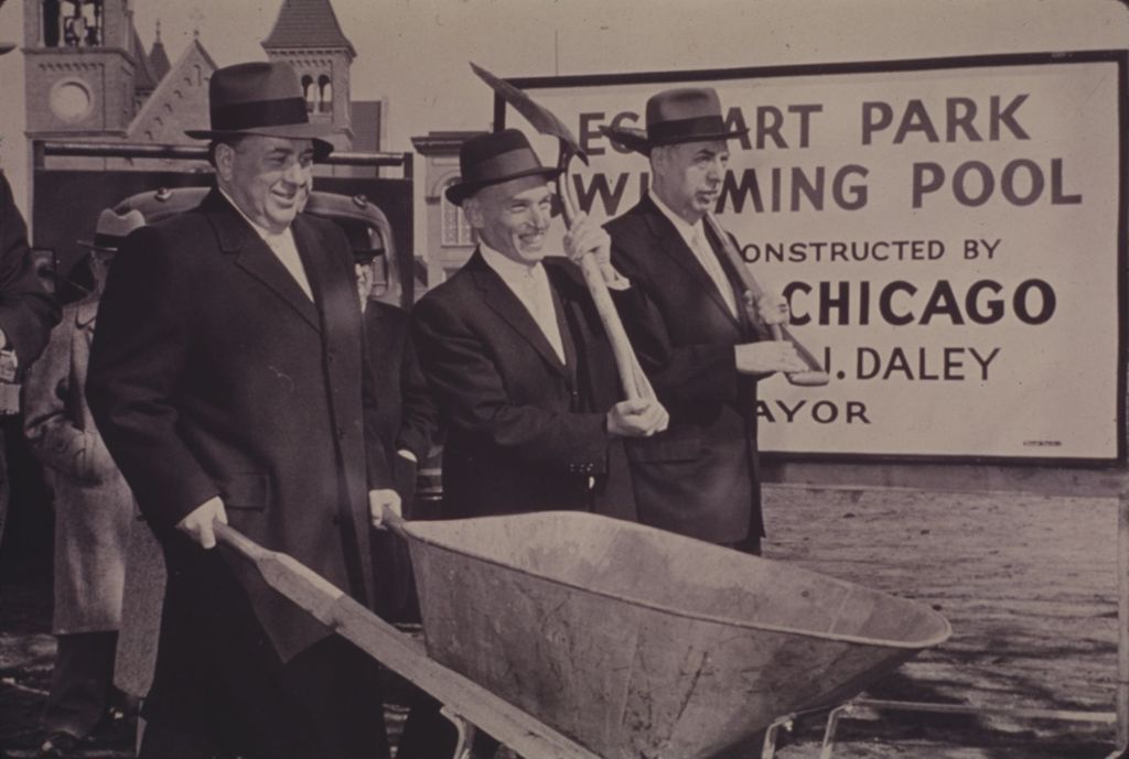 Miniature of Richard J. Daley at Eckhart Park swimming pool construction site