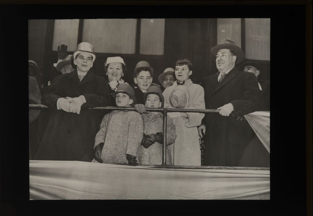 Miniature of Richard J. Daley and his family on St. Patrick's Day Parade reviewing stand
