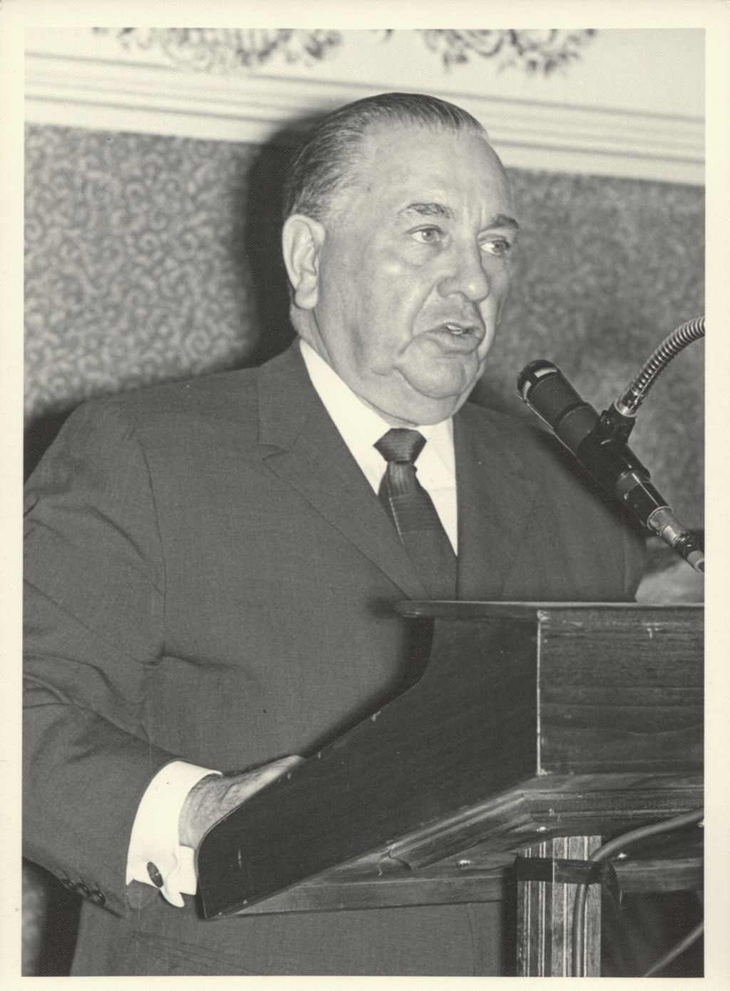 Miniature of Richard J. Daley speaking at the Sherman House Hotel