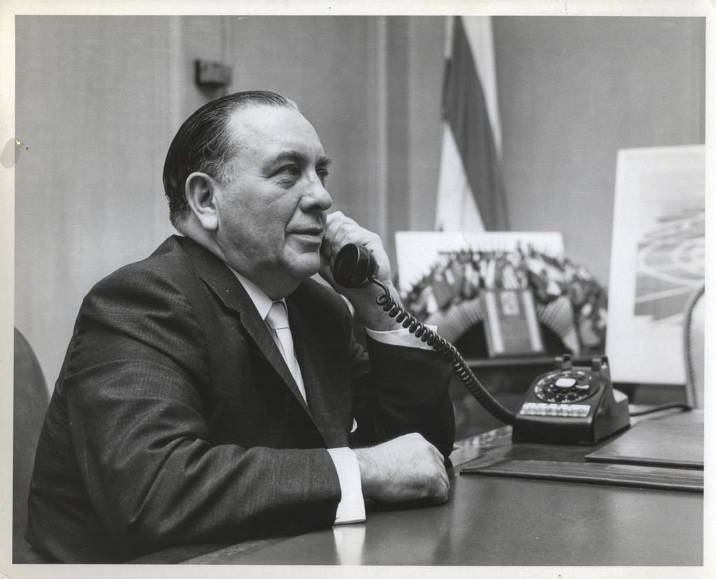 Miniature of Richard J. Daley at his desk at City Hall