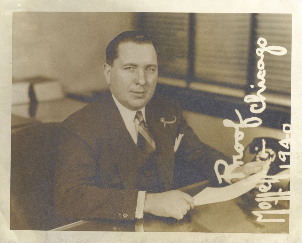 Miniature of Richard J. Daley at a desk