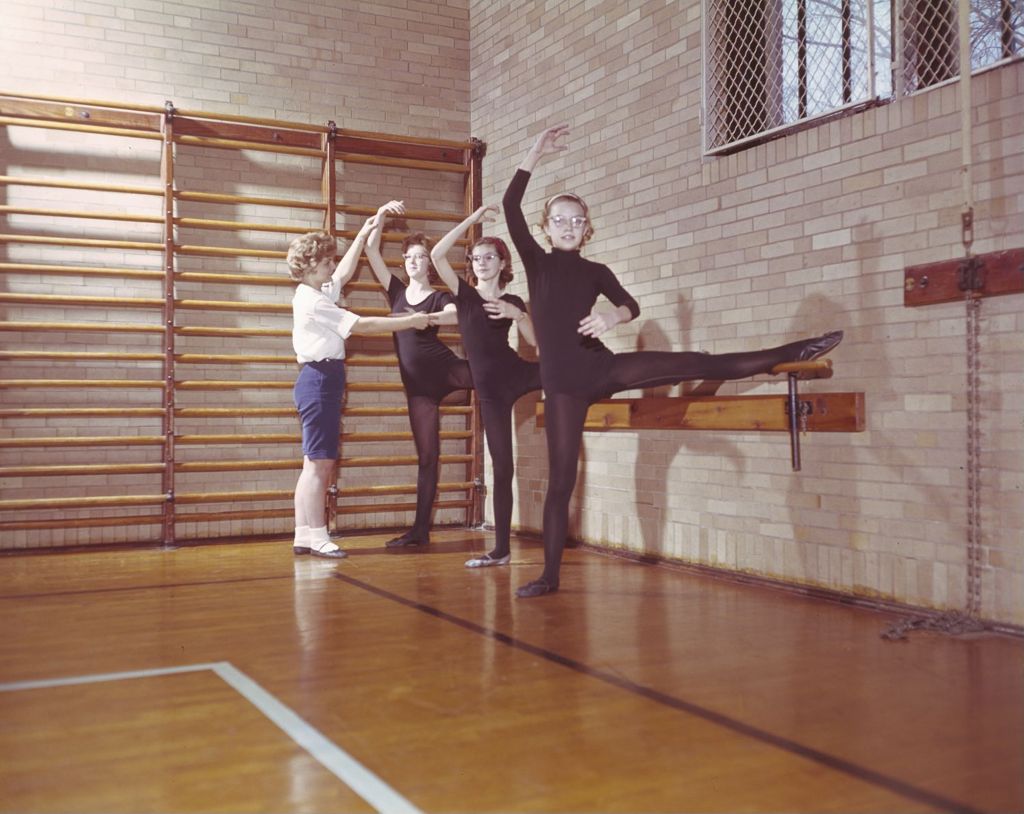 Ballet students in a gymnasium