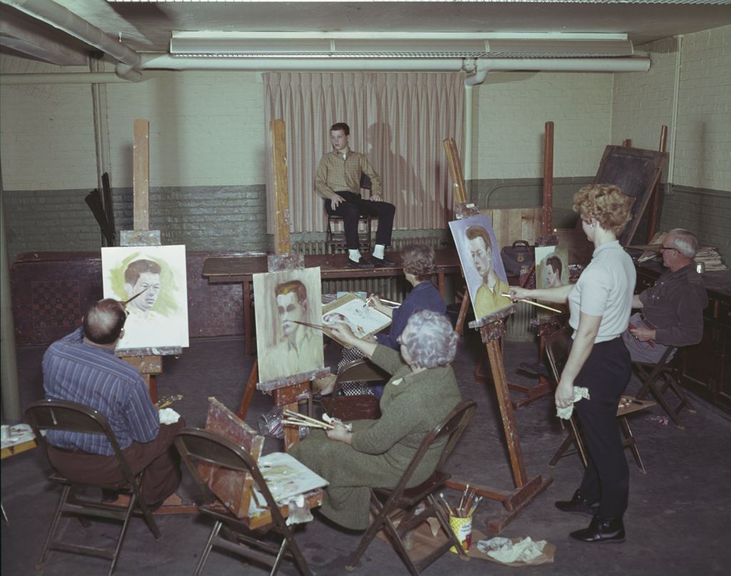 Miniature of Painting class with live model