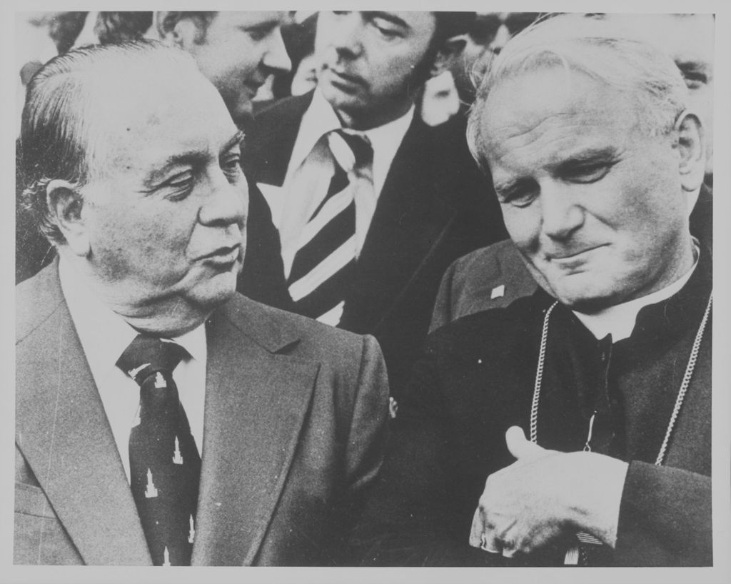 Miniature of Richard J. Daley and Karol Josef Wojtyla (later Pope John Paul II)