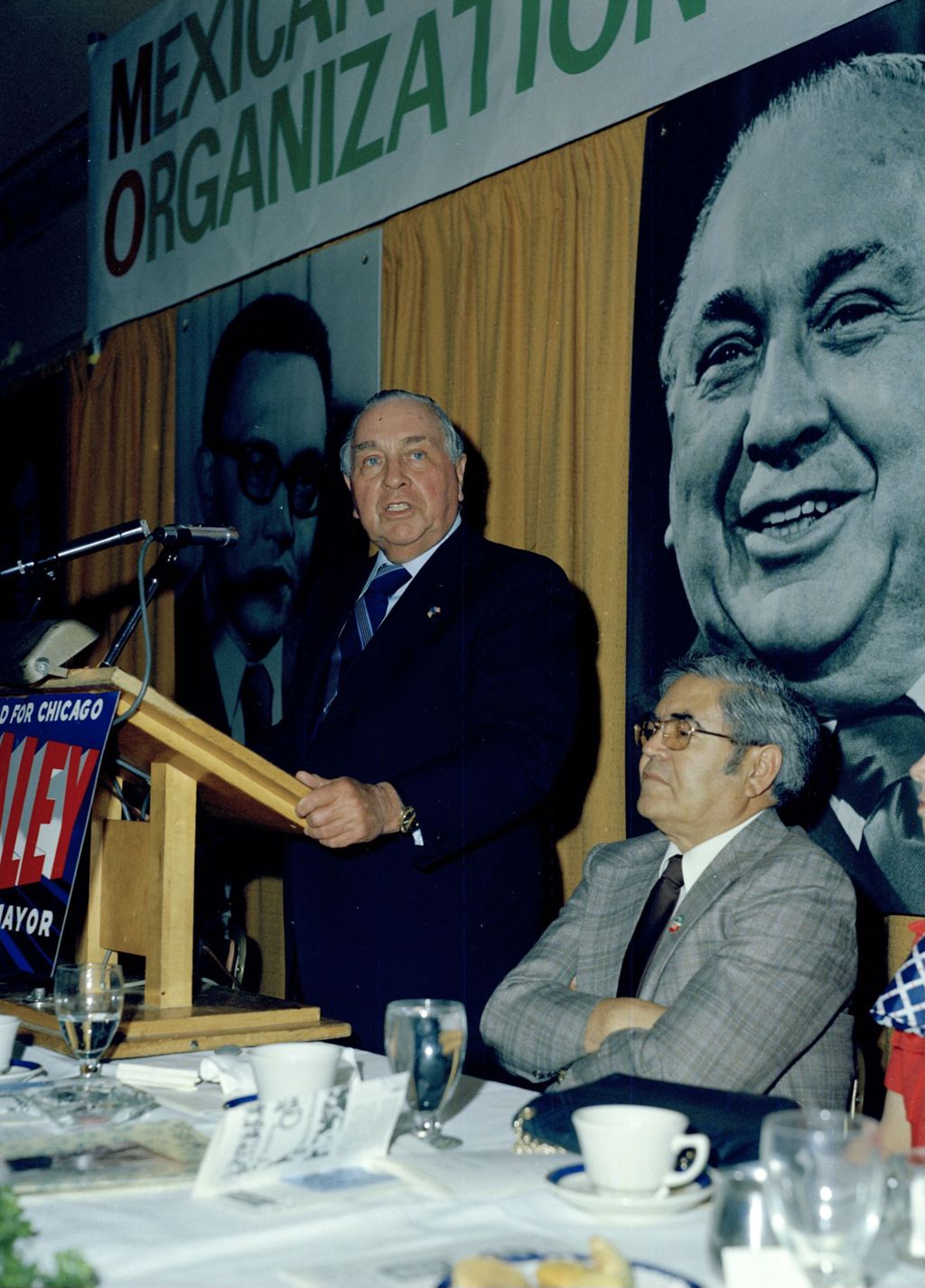 Miniature of Richard J. Daley speaking at Mexican American Democratic Organization of Cook County banquet