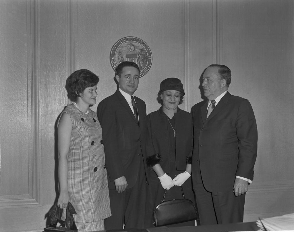 Richard J. Daley with visitors to his office