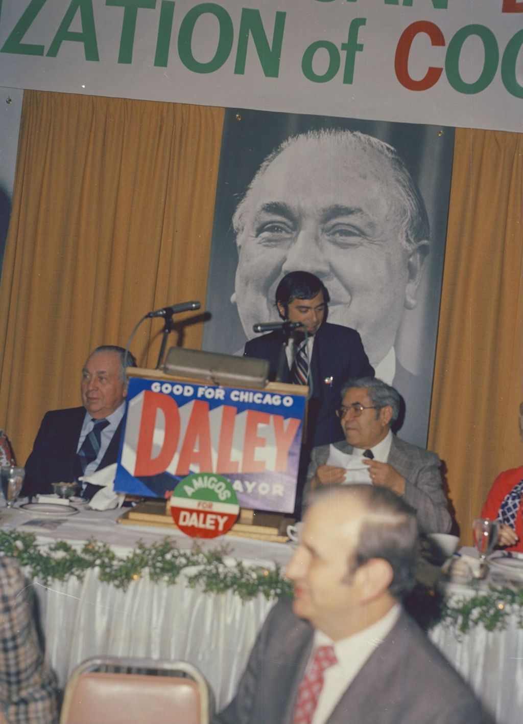 Speaker at a Mexican American Democratic Organization of Cook County banquet