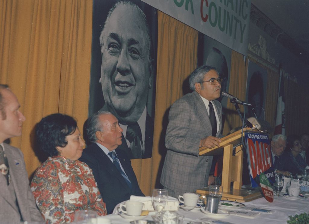 Speaker at a Mexican American Democratic Organization of Cook County banquet