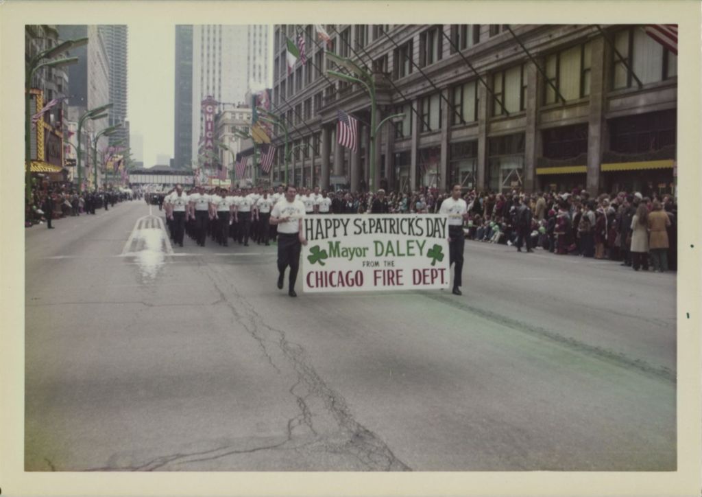 Miniature of Chicago Fire department members - St. Patrick's Day parade