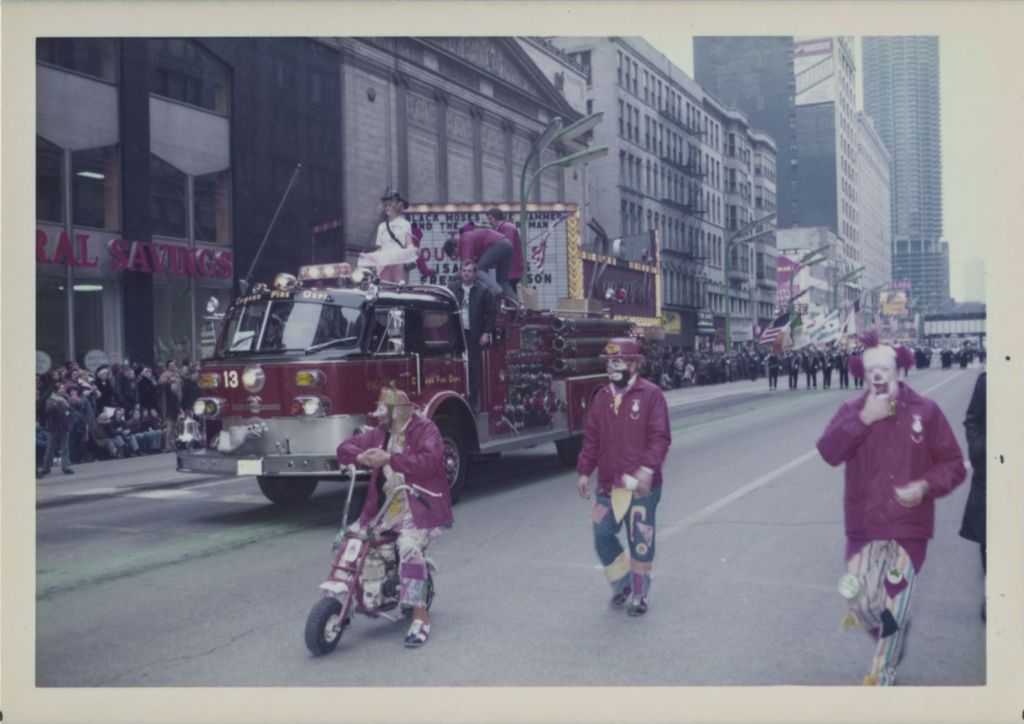 Clowns and fire truck - St. Patrick's Day parade