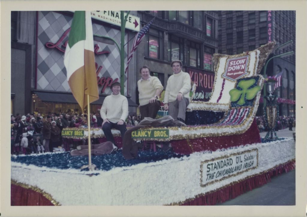 Standard Oil float with Clancy Brothers - St. Patrick's Day parade
