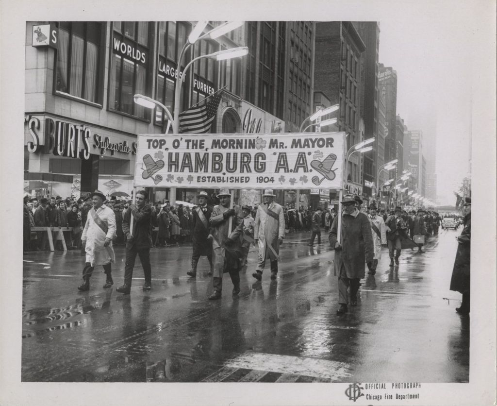 Miniature of Hamburg Athletic Association members marching in the St. Patrick's Day parade