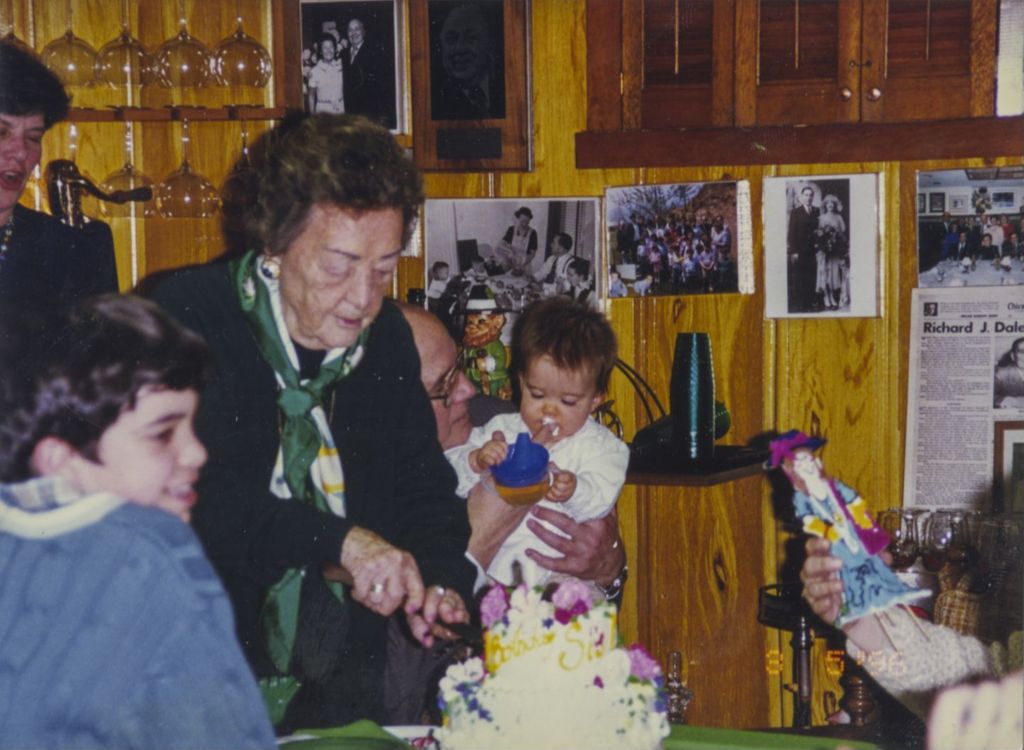 Miniature of Eleanor Daley cutting her birthday cake