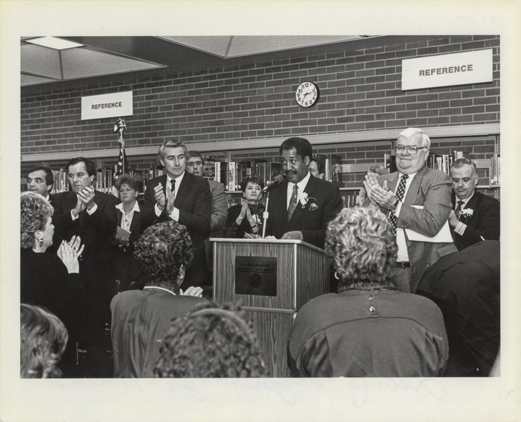 Miniature of Eugene Sawyer at the Richard J. Daley Branch Library dedication