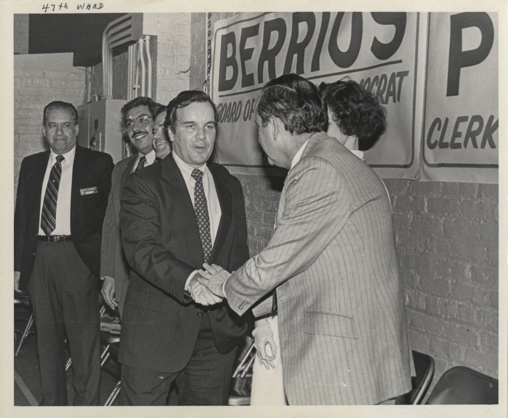 Richard M. Daley greeting a man at a campaign event