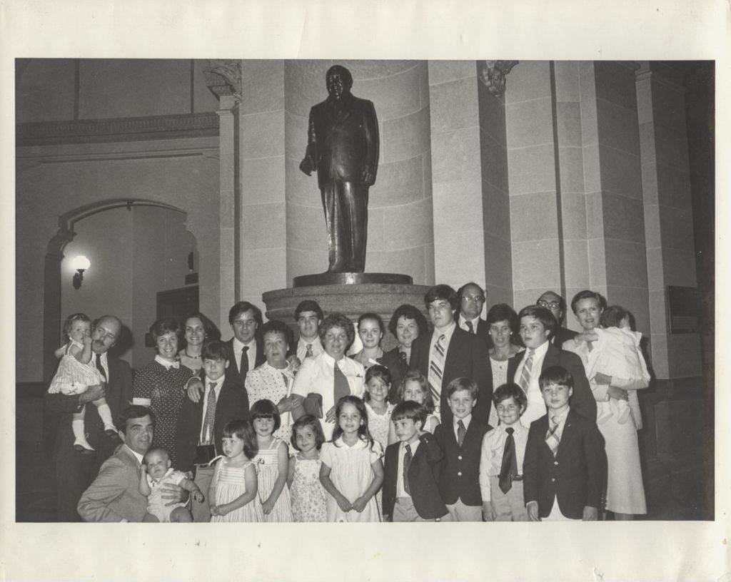 Miniature of The Daley family in front of Richard J. Daley statue
