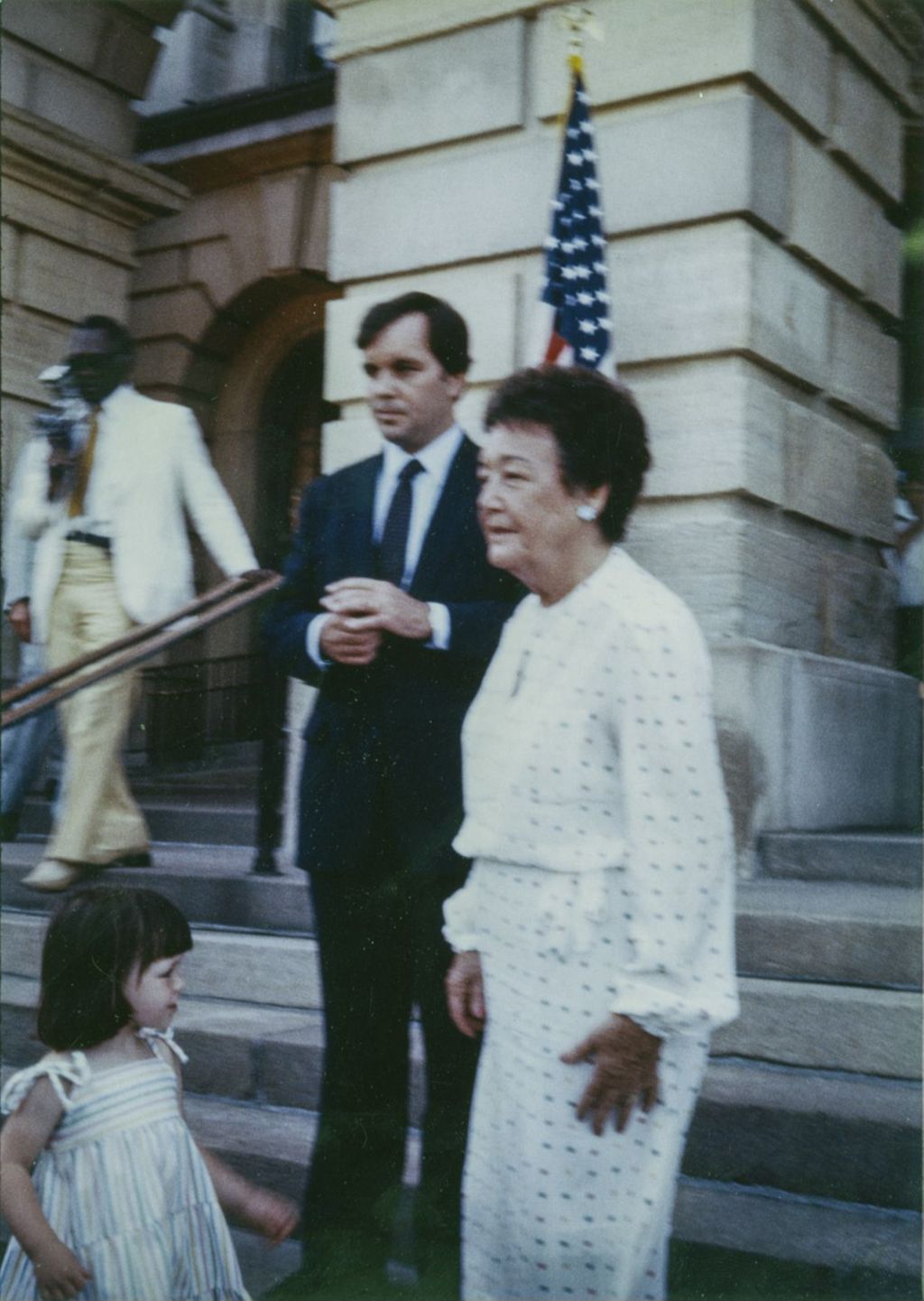 Richard M. Daley with Eleanor Daley at the Richard J. Daley statue dedication