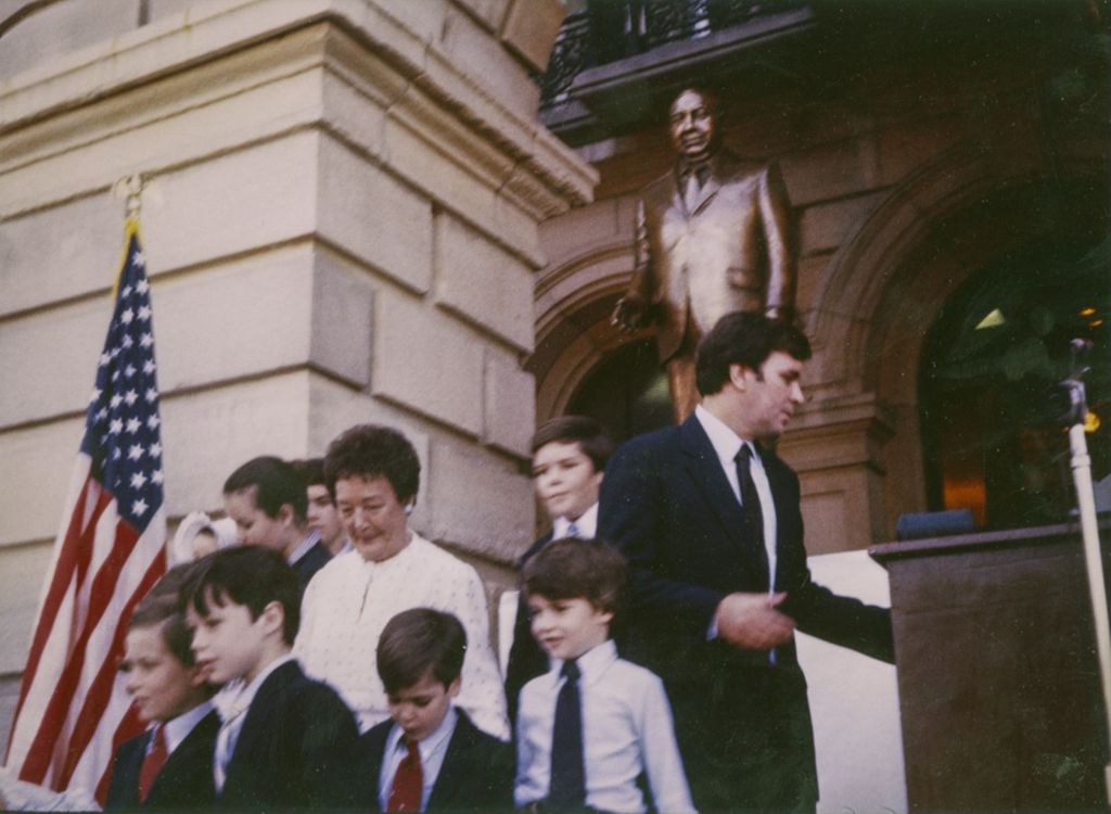Miniature of Eleanor Daley and family members at the Richard J. Daley statue dedication