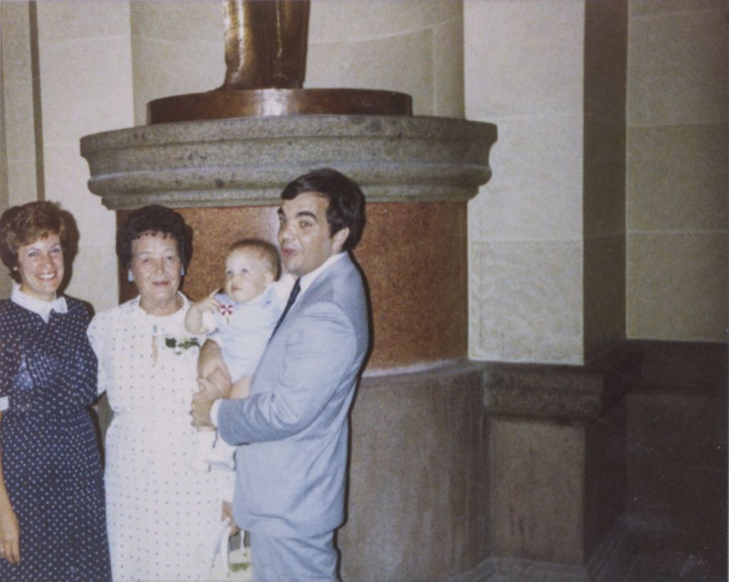 Miniature of Eleanor Daley with John Daley and family near the Daley statue