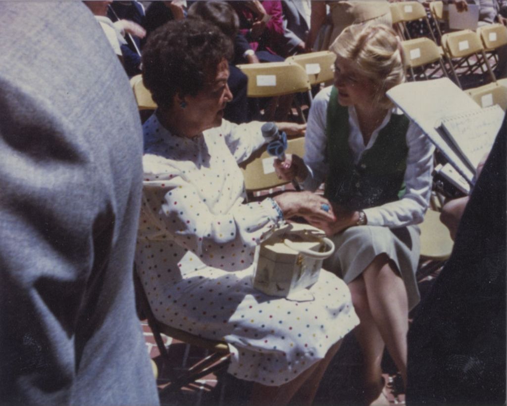 Miniature of Eleanor Daley being interviewed at the Richard J. Daley statue dedication