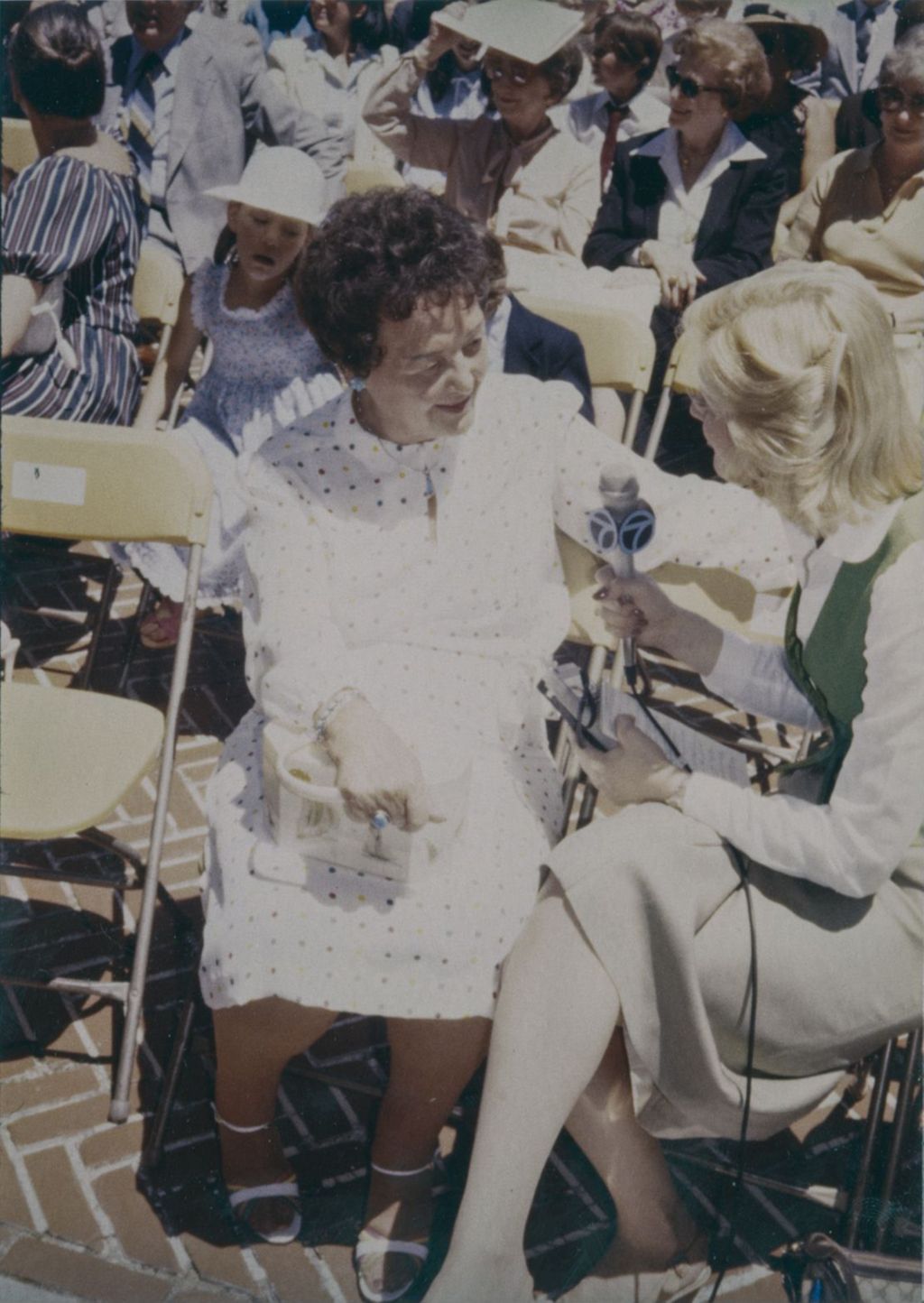 Miniature of Eleanor Daley being interviewed at the Richard J. Daley statue dedication