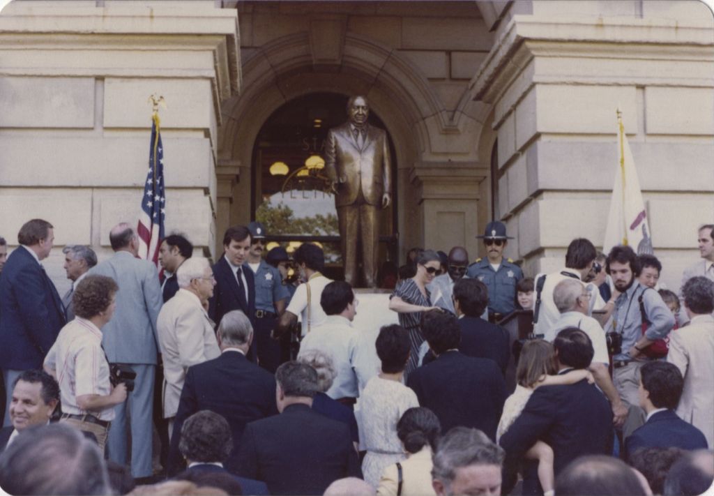 Miniature of Crowd socializing after unveiling of the Richard J. Daley statue
