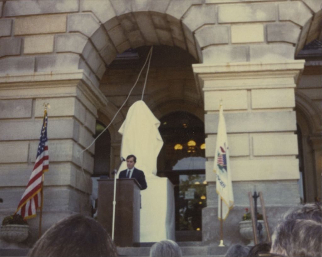 Miniature of Richard M. Daley speaking at the Richard J. Daley statue dedication
