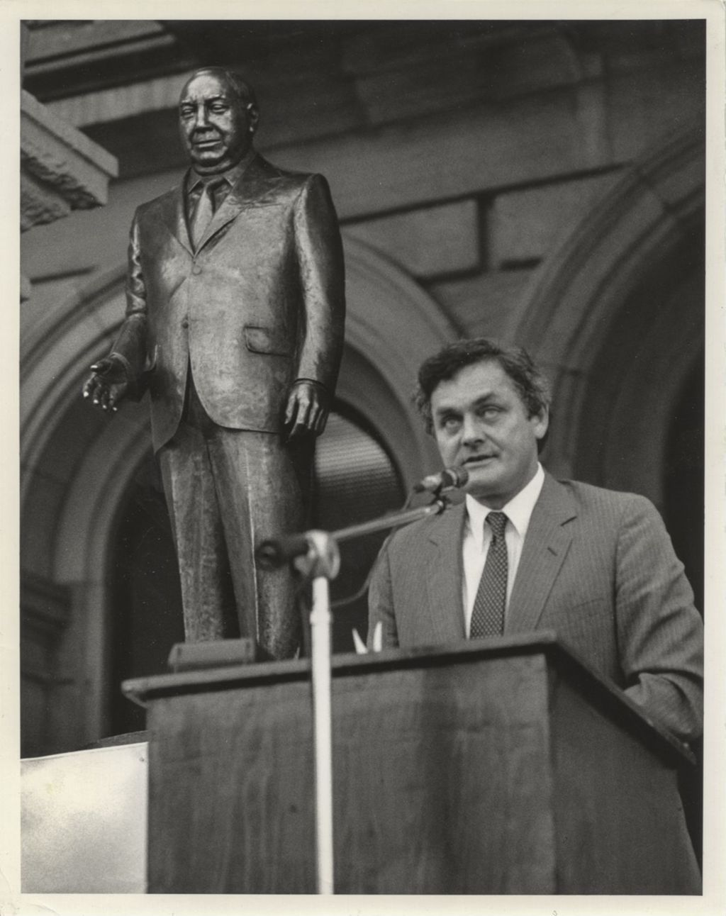 Philip Rock speaking at the Richard J. Daley statue dedication