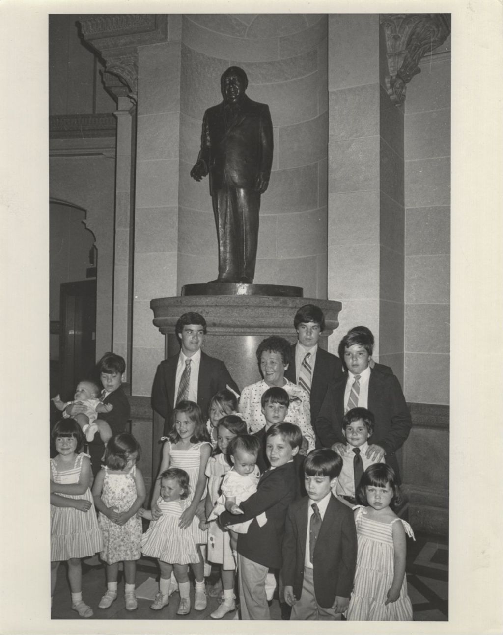 Eleanor Daley and grandchildren at the Richard J. Daley statue dedication