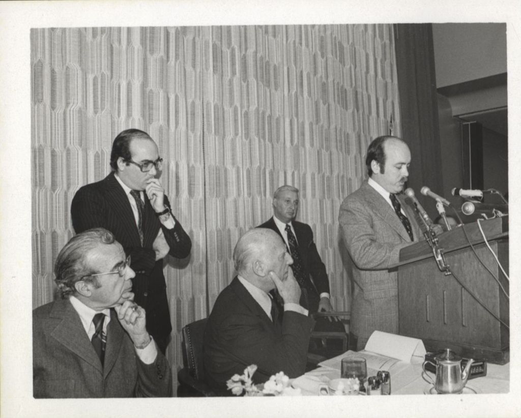 Miniature of Michael Daley giving a speech at a Richard J. Daley portrait event